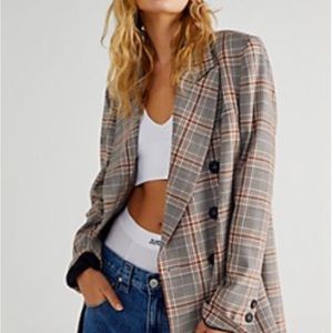 Free People oversized Plaid Blazer